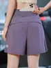 Shorts deportivos casuales de cintura alta con bolsillo trasero para mujer, shorts de yoga holgados de verano, pantalones de entrenamiento estilo americano para maratón