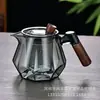 Tetera de vidrio de borosilicato resistente al calor Hejian juego de té gris ahumado tetera de burbujas tetera hervida nogal fábrica al por mayor