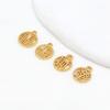 Pingente de Pulseira de Cobre Puro Banhado a Ouro 18K, Corte Redondo Vazado, Etiqueta de Bênção, Cor Ouro Real 14K com Preservação da Cor, Acessórios DIY D106