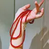 7A Otoño e Invierno Alta Calidad Ágata Calcedonia Roja Natural Sentido del Diseño Cadena de Suéter Cadena para Clavícula