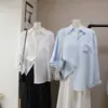 [Bizheng] Nueva Camisa Coreana Estilo Simple y Elegante Holgada Adelgazante de Longitud Media para Mujer 6014