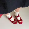 Zapatos Planos de Mujer con Lazo Retro Francés 2026 Primavera Verano Nuevos de Velcro Boca Baja Versátiles Zapatos Mary Jane