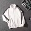 Sudadera Deportiva de Tres Rayas para Hombre Cuello Alto Holgada Cardigan de Primavera y Otoño Cremallera Chaqueta de Moda Talla Grande Chaqueta Casual para Niños