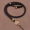 Colgante ajustable hecho a mano de oro y arena fina para mujer, collar con cordón a juego, colgante de Buda dorado y jade, cuerda colgante