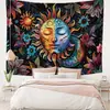 Tapeçaria Sol Lua Rosto Decoração Tapeçaria Decoração de Quarto de Casa Pano Pendurado Pano de Fundo para Sala Tapeçaria de Cabeceira