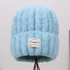 Moda Transfronteiriça Novo Estilo Cor Sólida Simples e Elegante Chapéu de Tricô À Prova de Vento e Quente Casual Versátil Chapéu de Lã