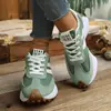 En Stock Transfronterizo Amazon Tenis con Cordones de Suela Gruesa 2026 Verano Nuevo Bloqueo de Color Talla Grande Cómodos Zapatos de Papá para Mujer