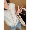 Cárdigan Ola de Primavera Mezcla de Tencel Seda Lana Patrón de Olas Botones Cardigan Tejido K0216Z