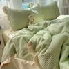 Conjunto de Quatro Peças em Renda Plissada de Algodão Lavado Puro Grau A Materno e Infantil, Conjunto de Três Peças Ultra Macio Estilo Francês para Dormitório Estudantil