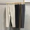 Pantalones de Traje Casuales Holgados para Hombre con Pantalones de Pierna Ancha de Seda Helada con Caída, Pantalones Rectos Gruesos hasta el Piso, Pantalones de Nueve Puntos, Ropa Formal de Moda