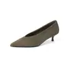 Otoño 2026 Nuevos Zapatos de Tacón Alto de Aguja con Cuello en V Estilo Abuela Tendencia de Moda Europea y Americana Tacones Altos Tacón Medio Cómodos Zapatos de Piel de Oveja Individuales