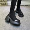 2023 Estación Europea Otoño e Invierno Nuevo Fondo Grueso Tacón Grueso Aumento de Altura Adelgazante Botas Elásticas Botas Altas Botas Martin