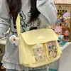 Bolso bandolera de color liso inspirado en la ropa de trabajo estilo Harajuku japonés, bolso transparente de gran capacidad para estudiantes, bolso de hombro bandolera moderno para mujer