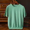 Camiseta masculina de manga curta estilo coreano moderna gola redonda manga curta primavera e outono masculina slim fit cor sólida roupas suéter bonito
