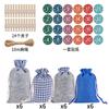 Bolsa de regalo navideña a cuadros azules de fieltro, calendario de adviento navideño, etiqueta de madera con números del 1 al 24, disponible en stock