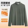 Camisa básica de cachemir al por mayor de 320 g con cuello semi-alto, camisa térmica de otoño para hombre de manga larga, engrosada, auto-calentable, camiseta de manga larga