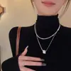 Cadena de Suéter de Doble Capa con Cuentas de Transferencia, Exquisita, de Moda, de Nicho, Collar Sencillo y Elegante para Mujeres con Cintura Pequeña