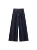 Jeans de Pierna Ancha con Felpa Otoño e Invierno para Mujer Cintura Alta Sueltos Cortavientos Bloqueo de Temperatura Pierna Recta Buena Caída Forma Versátil Pantalones Casuales