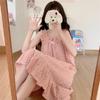 Pijama Arrugado tipo Burbuja Bata de Noche para Mujer Manga Corta Holgado Coreano Holgado Coreano Lindo Corazón de Niña Tirantes Ropa de Casa Venta al por Mayor Transfronteriza