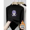 Camiseta Térmica Escovada de Manga Longa para Meninas, Novo Estilo Outono/Inverno 2026, Blusa Quente para Bebê Menina