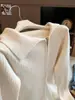 Jaqueta Cardigan de Tricô com Lapela e Zíper Duplo Feminina Outono/Inverno 2026 Novo Estilo Top de Tricô Reto Top Irregular
