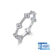 Anillo de Plata de Ley S925 de Trébol de Cuatro Hojas, Estilo Popular en Línea, Apilable, Versátil, Venta Caliente Transfronteriza, en Stock, Directo del Fabricante