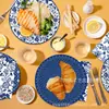 Bp001 Plato de Papel con Tema de Porcelana Azul y Blanca Vajilla para Fiesta Festiva para 8 Personas Plato de Papel Desechable Decorativo Estilo Chino