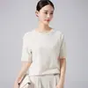 Tejido de Punto Redondo de Lana 100% Seleccionada Cuidadosamente Manga Corta para Mujer Otoño Versátil Suéter Manga Tres Cuartos Color Sólido Top Sin Costuras