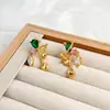 Nuevos Pendientes Asimétricos de Circonita Rosa Estilo Francés, Diseño de Nicho, Pendientes de Alta Gama, Estilo Sencillo para Mujer