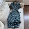 Verão 2026 Novo Estilo Elegante Seda de Amora Seda Genuína Estampado Cintura Marcada Emagrecedor Vestido Atacado N2FQ8531