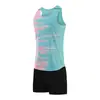 Traje de Treino de Atletismo Masculino Estampa de Fonte Uniforme de Equipe de Competição Teste Colete de Sprint Roupa Esportiva Traje de Corrida de Maratona Feminino