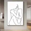 Pintura decorativa para sala de estar de personaje abstracto de una sola pincelada, pared de fondo de sofá moderna y simple, pintura de suelo, pintura colgante para porche