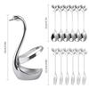 Tamanho pequeno Swan Base Fruit Fork Leaf Coffee Spoon terno Aço Inoxidável Restaurante Hotel Ornamentos Talheres Rack de Armazenamento