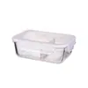 Frasco rectangular de vidrio de borosilicato de alta calidad de 700 ml para almacenar alimentos con dos compartimentos
