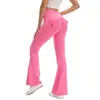 Pantalones de Yoga Elásticos de Bolsillo con Botón Más Vendidos Pantalones Largos Ropa de Trabajo Levanta Glúteos de Cintura Alta Fitness Deportivo Secado Rápido Pantalones de Campana K091
