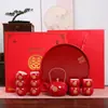 Set de Ceremonia de Té para Celebración de Boda, Suministros de Compromiso Estilo Chino, Bandeja Roja de Dote Nupcial, Tetera, Caja de Regalo para Juego de Té