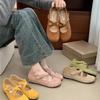 Zapatos franceses de punta estrecha con tacón bajo para mujer, primavera 2025, estilo francés, Mary Jane