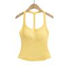 25077-25 Verão Novo Estilo Europeu e Americano Garota Popular Puro Desejo Sexy Bojo no Peito Gola Halter Decote U Costas Nuas Regata