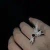 Nuevo Anillo Abierto de Alas de Ángel para Mujer, Anillo de Pareja de Alas Rotas Negro y Blanco, Anillo de Lujo Ligero y Versátil
