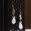 Pendientes Antiguos de Oro y Plata Pura Jade Hetian Estilo Vintage Pendientes y Colgantes de Oreja Chinos Regalo de Cumpleaños