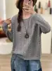 Outono 2026 Novo Fio de Algodão Vintage Solto Vazado Gola Redonda Simples Versátil Casual Jaqueta Suéter de Tricô para Mulheres