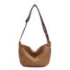 Bolso de Hombro para Mujer de Primavera Bolso Dumpling Tejido Transfronterizo 2025 Bolso Dumpling de Moda Nuevo Estilo Paja Tejida Cruzado Blanco Pequeño