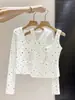 Cardigan Polca Elegante com Proteção Solar Roupa de Baixo Respirável Camada Base Top Feminino Outono Novo Estilo Versátil Peça Externa Cardigan A14514