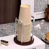 Dispensador de Copos Descartáveis de Alta Qualidade em Madeira de Nogueira, Organizador de Armazenamento de Copos de Água, Suporte de Mesa para Copos de Papel de Café e Chá