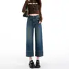 Jeans rectos retro azules, nueva colección otoño/invierno 2026, increíblemente estilizan, de cintura alta, jeans cropped para figuras petite, A14198