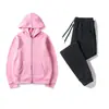 Conjunto de moletom com zíper e calça de moletom outono e inverno para comércio exterior, conjunto esportivo, moletom liso para casal, conjunto de moletom