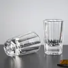 Atacado de fábrica copo de vidro para destilados fundo grosso listrado copo para licor pequeno copo de vinho reto pequeno copo swallow 20ml