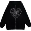 Moda subcultural europea y asiática estilo casual top punk personalizado con diseño de diamantes de imitación, sudadera con capucha de manga larga para mujer