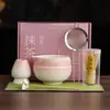 Set de Utensilios de Matcha Estilo Japonés, Tazón de Cerámica Rosa Degradado del Fabricante, Soporte para Batidor, Batidor de 100 Púas, Brocha para Mezclar