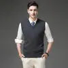 Chaleco de punto para hombre, camiseta básica para hombre, tejido sin mangas de cuello en V ajustado para negocios, chaleco para hombre, suministro directo de fábrica